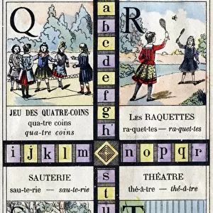 Alphabet and Letter Q, R,s and T, the game of four corners, snowshoes