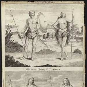 Ancient and more civilised Britons (engraving)