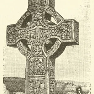 Ancient Cross, Monasterboice, County Louth, Ireland (engraving)