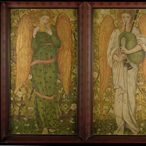 Angels with Pan Pipes and Bagpipes, 1861-62 (oil on panel) (see also 120144)