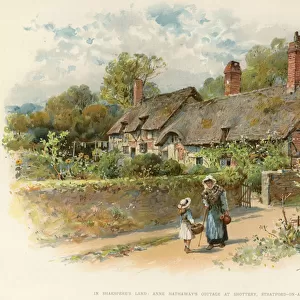 Anne Hathaways cottage at Shottery (colour litho)