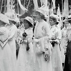 Annie Kenney and Constance Lytton in the Prisoners Pageant of the Women's Coronation Procession, 1911 (b/w photo)