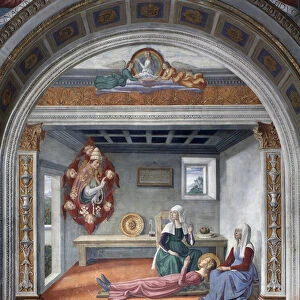 Announcement of Death to St Fina by Saint Gregory the Great - Fresco, 1475