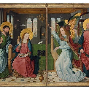The Annunciation, with Saints Bartholomew and Peter, two wings from an altarpiece