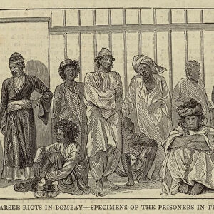 Anti-Parsee Riots in Bombay, Specimens of the Prisoners in the Town Gaol (engraving)