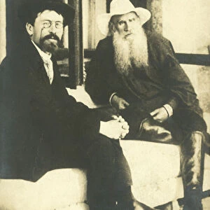 Anton Chekhov and Leo Tolstoy at Yalta, Crimea, 1900 (b / w photo)
