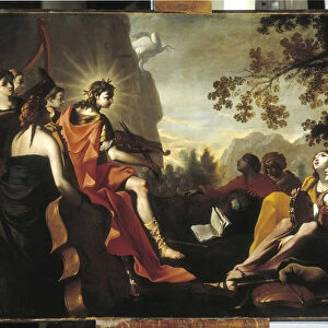 Apollo and the Muses on Mount Parnassus, 1655 (oil on canvas)