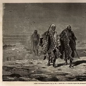 Arab bedouins, panthere skins and sheep wool merchants, en route to the march of Baghdad