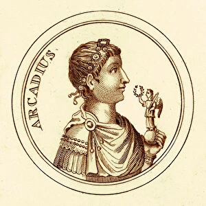 Arcadius, illustration from The Universal Historical Dictionary by George Crabb, published 1825 (digitally enhanced image)