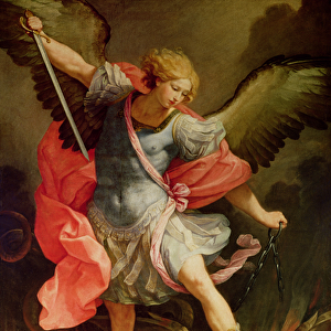 The Archangel Michael defeating Satan (oil on canvas)