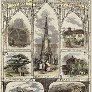 Archeological relics at Enfield (coloured engraving)