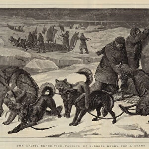 The Arctic Expedition, packing up Sledges Ready for a Start (engraving)
