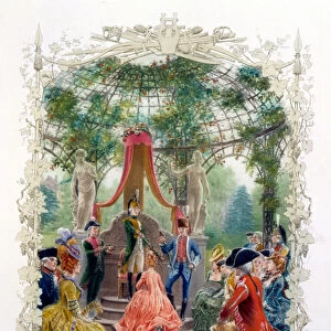 Aristocratic ceremony in a garden (the castle of Versailles