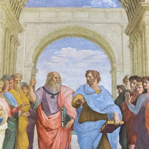 Aristotle and Plato: detail from the School of Athens in the Stanza della Segnatura, 1510-11 (fresco)