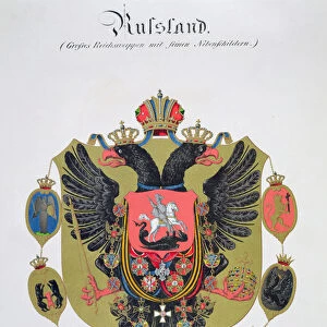 Arms and shield of the state of Imperial Russia, from a collection of watercolours