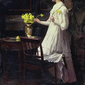 Arranging Daffodils, 1894 (oil on canvas)