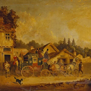 The Arrival of the York to London Royal Mail (oil on canvas)