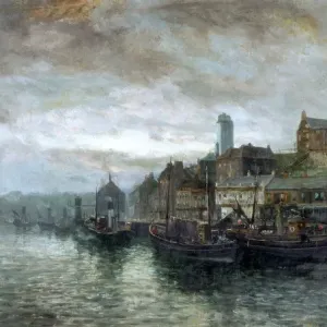 Quayside at North Shields, c.1890-1910 (oil on canvas) Print Quayside at North Shields, c.1890-1910 (oil on canvas) Print