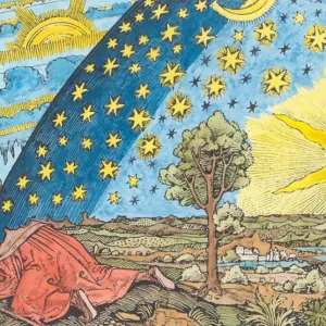 Woodcut Print of the Solar System, 17th Century Style Woodcut Print of the Solar System, 17th Century Style