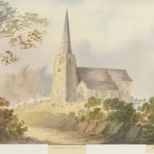 Lichfield - St. Michaels Church Watercolour Print, 1844 Lichfield - St. Michaels Church Watercolour Print, 1844