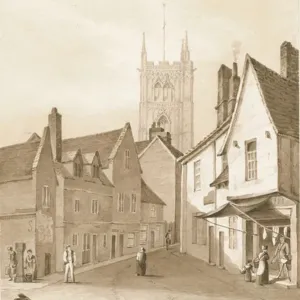Wolverhampton - St. Peters Church Sepia Print, 1838 Wolverhampton - St. Peters Church Sepia Print, 1838