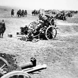 British 18-pounder Field Guns in Action Print (WWI) British 18-pounder Field Guns in Action Print (WWI)