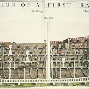 The Section of a First Rate Ship By Capt Thomas Phillips second Engineer of England, c.1701 (engraving & etching, coloured, linen-backed)