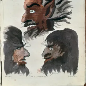 Heads of Evil Demons: Theumis, Asmodeus and The Incubus. Art