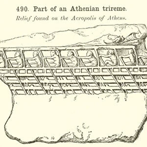 Part of an Athenian trireme (engraving)