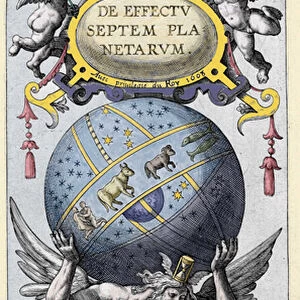 Atlas carrying the world. Engraving from the beginning of the 17th century