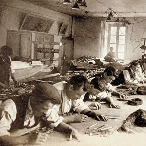 Aubusson Tapestry Factory, France, c. 1900 (b / w photo)