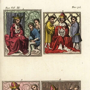 Audiences with Holy Roman Emperor Charles IV, 1365 (handcoloured copperplate engraving)