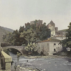 Axat, Eglise et restes de l ancien Chateau (colour photo)