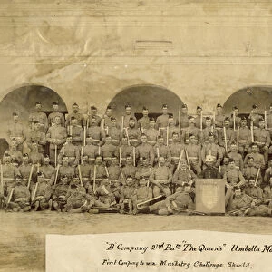 B Company 2nd Batallion The Queen s, Umballa, 1891 (sepia photo)