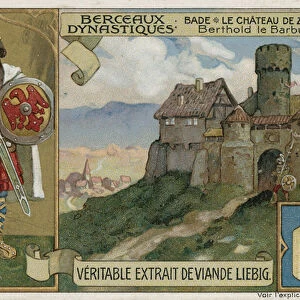 Baden; Zaehringen Castle and Berthold II, Duke of Carinthia, 1060 (chromolitho)