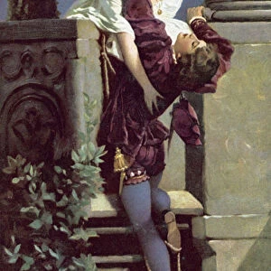 Balcony scene, Romeo and Juliet (colour litho)