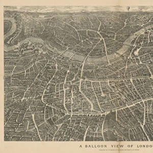 A Balloon View of London (viewed from North) (engraving)