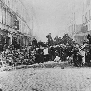Barricade at the entrance of the Faubourg du Temple, Paris, during the Commune