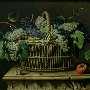 A Basket of Grapes (oil on canvas)