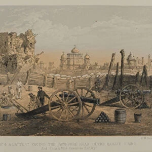 A Battery facing the Cawnpore Road in the Baillie Guard and called the Cawnpore Battery, 1858 circa (litho)