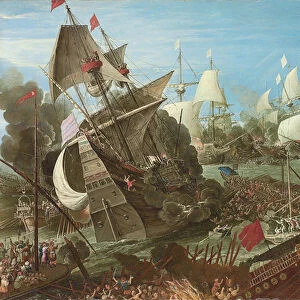 The Battle of Lepanto, 1622 (oil on copper)