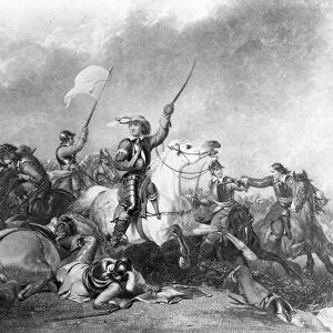 The Battle of Marston Moor, 2nd July 1644 (oil on canvas) (b / w photo)