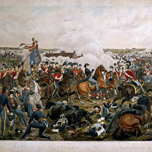 Battle of Waterloo, 1815, engraved by J. A. Cook, 1816 (coloured aquatint)
