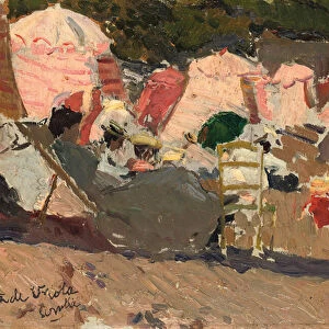 The Beach, Biarritz, 1906 (oil on board)