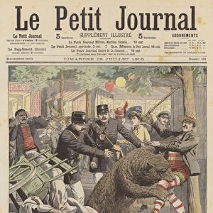 A bear hunt in the middle of Paris (colour litho)