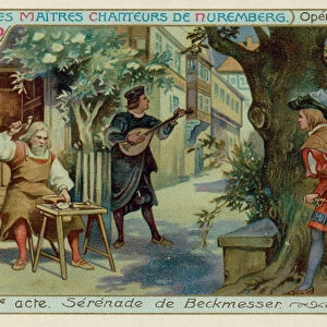 Beckmesser serenades Magdalena dressed as Eva (chromolitho)