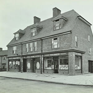 Becontree Estate: exterior of shops, 1925 (b / w photo)