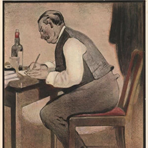 The Begging-Letter writer, "My wife and children are starving"(colour litho)