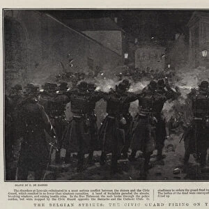 The Belgian Strikes, the Civic Guard firing on the Mob at Louvain (engraving)