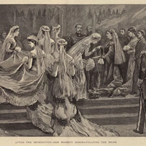 After the Benediction, Her Majesty congratulating the Bride (engraving)
